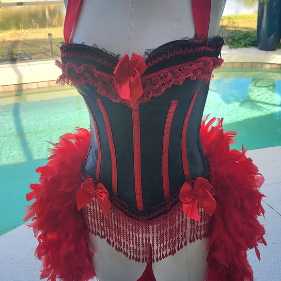 Trashy Lingerie Other - Vintage Burlesque Moulin Rouge Can-Can corset with boots costume, small?
